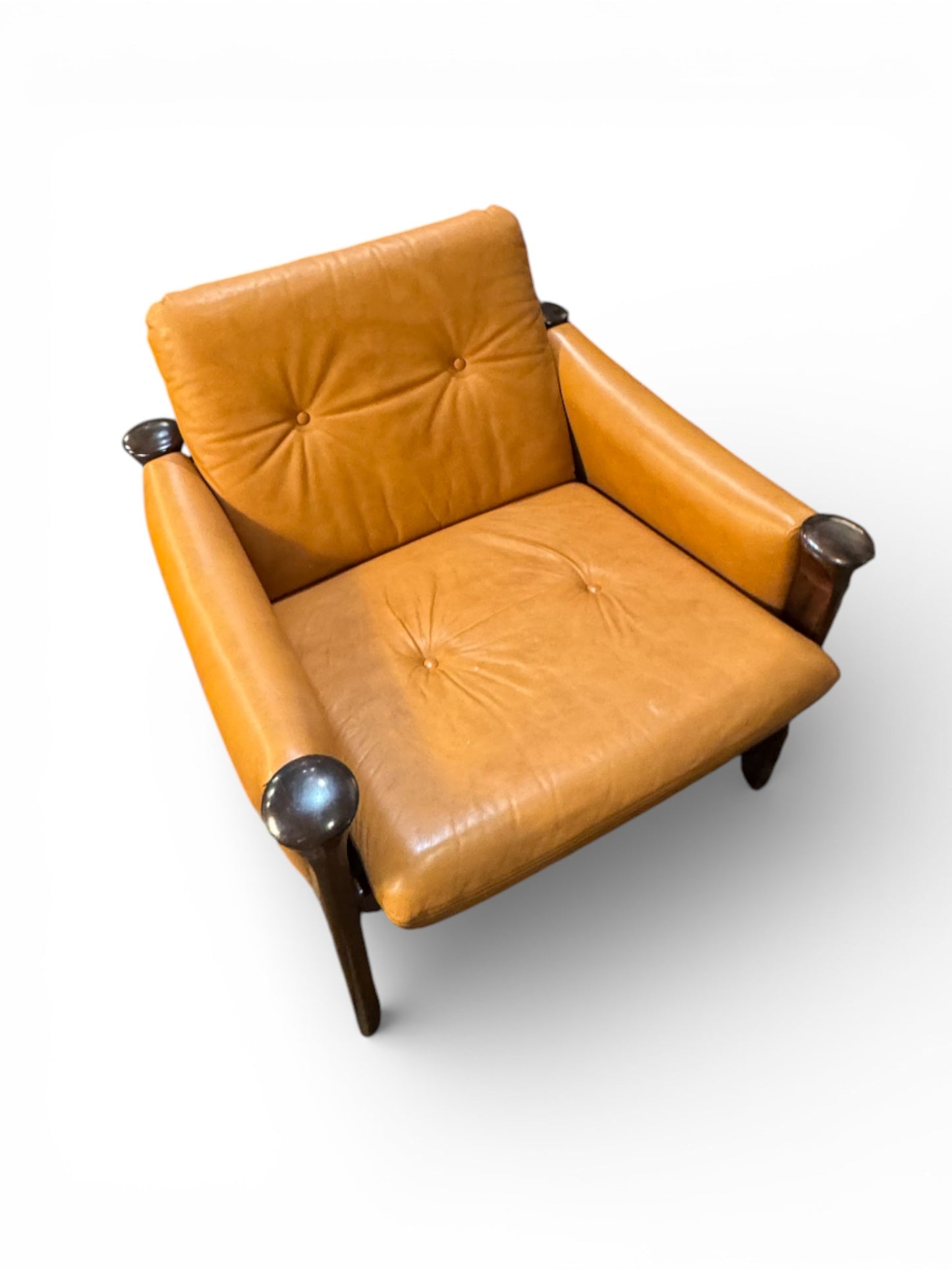 Rare Leather & Rosewood Lounge Chair by Arne Vodder for Cado