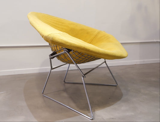 Early Knoll Bertoia Large Diamond Chair with Original Mustard Upholstery, 1950s