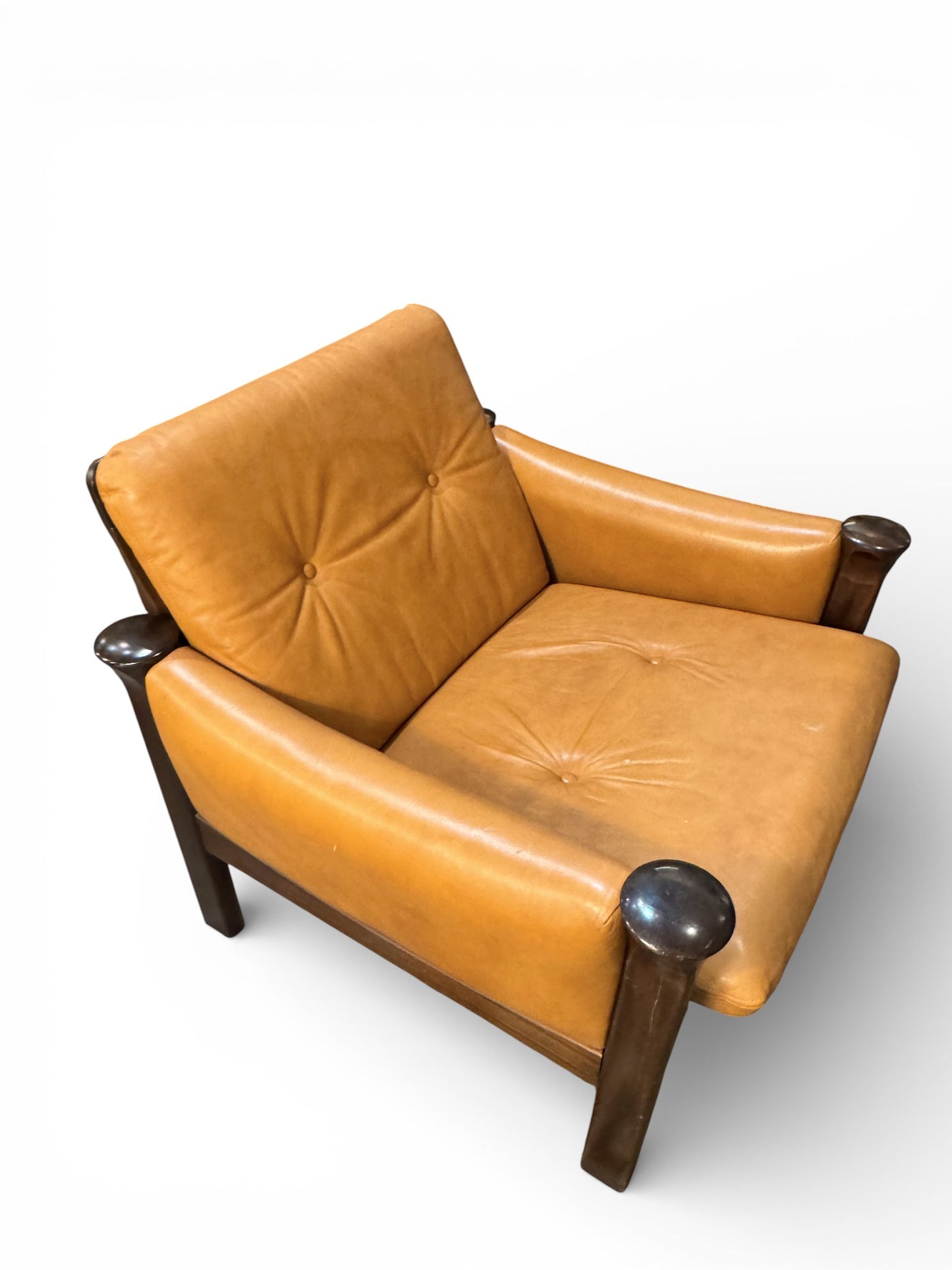 Rare Leather & Rosewood Lounge Chair by Arne Vodder for Cado